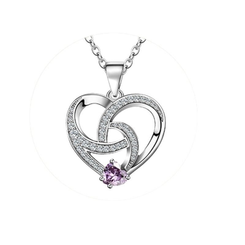  Precious Natural Amethyst Silver Diamond Pendant Neckless For Women-Sofine Essentials